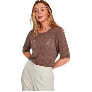 Vila Vishelloy ronde hals 2/4 Knit Top - Noos, walnoot, XXL
