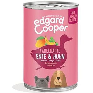 Edgard & Cooper Hondenvoer, nat, peetvader, puppy's, honden, graanvrij, natvoer, natuurlijke voeding, eend en kip, 400 g x 6 met veel vers vlees en voedzame ingewanden, evenwichtige premium voeding