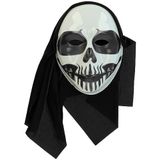 Folat 23876 23876-Happy Booo Schedel Non Halloween Zwart Wit griezelig masker Kostuum voor Volwassenen en Kinderen Feestdecoratie, Veelkleurig