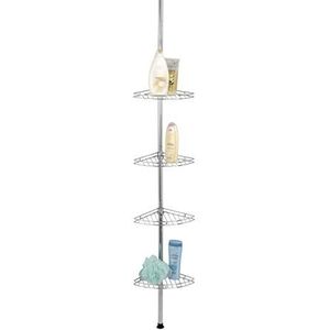 Maximex Telescopisch hoekelement doucherek, 4 planken, metaal, zilverglanzend, 20 x 20 x 56-275 cm