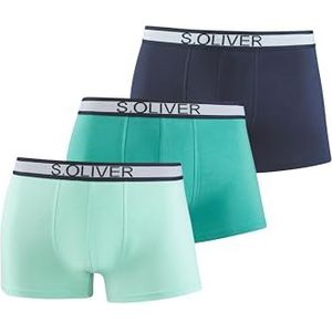 s.Oliver Boxershorts voor heren, 3 stuks, met gestreepte tailleband, Mint+groen + navy, S