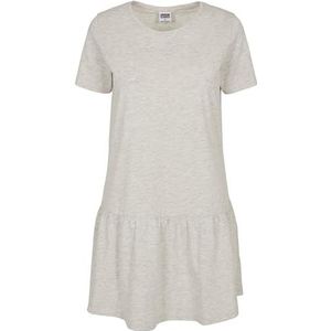 Urban Classics Damesjurk Valance Tee Dress, T-shirtjurk voor vrouwen met volant aanzet op de rok in vele kleuren verkrijgbaar, maten XS - 5XL, lichtgrijs, L