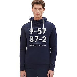 TOM TAILOR Snood sweatshirt voor heren met print, 10668-sky Captain Blue, M