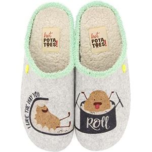 HOT POTATOES Nurney damespantoffels, grijs, maat 36