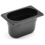 HENDI Gastronorm container zwart, temperatuurbestendig van -40° tot 110°C, met maatverdeling, vaatwasserbestendig, geur en smaakloos, 1L, polycarbonaat, GN 1/9, 176x108x(H)100mm, zwart