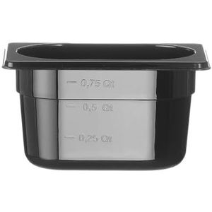 HENDI Gastronorm container zwart, temperatuurbestendig van -40° tot 110°C, met maatverdeling, vaatwasserbestendig, geur en smaakloos, 1L, polycarbonaat, GN 1/9, 176x108x(H)100mm, zwart
