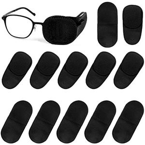 12 Stks Bril Ooglapje, Zwart Ooglapje, Niet-geweven Lazy Eye Patch voor Brillen Ooglapjes voor de Behandeling van Lui Oog Amblyopie Strabismus, voor Kinderen Volwassenen