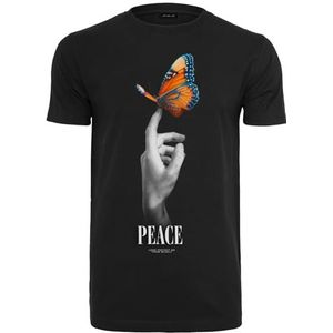 Mister Tee Heren T-shirt Peace Butterfly Tee, print T-shirt, regular fit, streetwear, zwart, 4XL