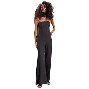 Trendyol Dames Plain Geweven Jumpsuit, Zwart, 34, Zwart, 60