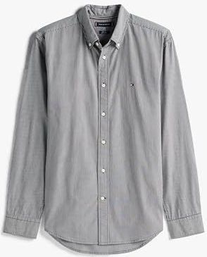 TOMMY HILFIGER Overhemd 'Flex'  donkergrijs / wit