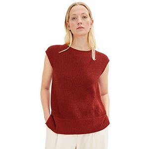 TOM TAILOR Dames Gebreide trui zonder mouwen 1034462, 27470 - Dark Maroon Red, XL