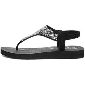 Skechers Meditatie slippers voor dames, Zwarte Mitobuck Rook Strass, 40 EU