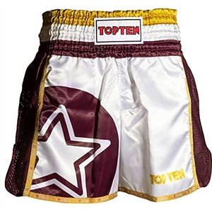 TopTen Thaiboksshorts ""Star"", WIT - ROOD, XXL