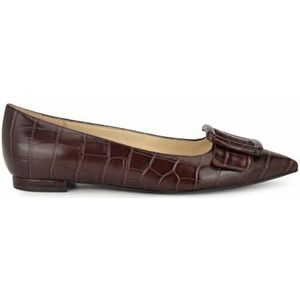 Nine West Women's Jesike Flat, Dark Brown Croco 200, 10