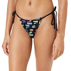 PUMA Dames Side Tie Tanga String Bikini Bottoms, Black Combo, XS, Black Combo., XS