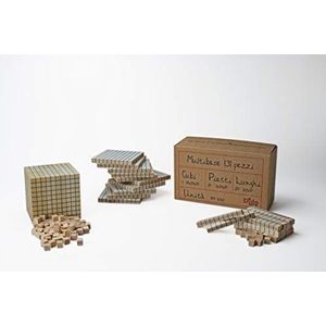 Dida - Set van 131 Houten Basis 10 Blokken, Multibase Rekenblokken voor het Leren van Wiskunde, Montessori Educatief Materiaal, Dienes voor Kinderen