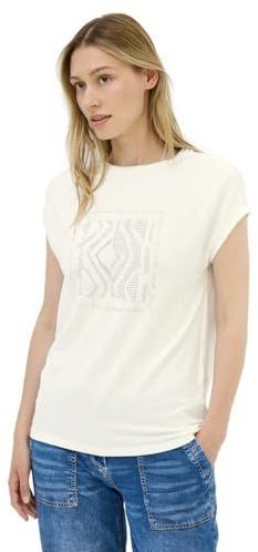 Cecil - T-shirt - Vanilla white - Met Glitterprint