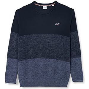 JACK&JONES PLUS Men's JORTONS Blok Knit Crew Neck PLS Pullover Sweater, Navy Blazer, 4XL