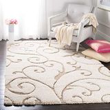 Safavieh Chester Shag tapijt, geweven polypropyleen tapijt in crème/beige, 90 X 150 cm