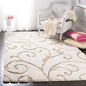 Safavieh Chester Shag tapijt, geweven polypropyleen tapijt in crème/beige, 90 X 150 cm
