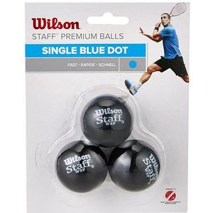 Wilson bal, Staff squashbal, 3 stuks, uniseks, blauw, zwart, volwassenen, zwart (black), ballen