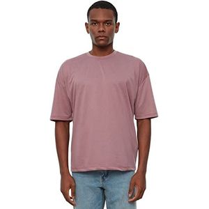 Trendyol Heren Man Oversize Standaard Crew Neck Knit T-shirt, Damson Color, M, Damson Kleur, M