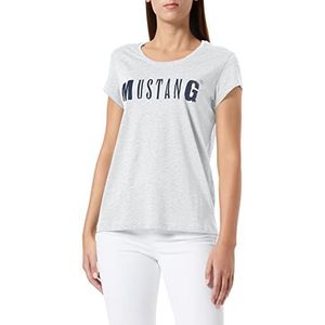 MUSTANG T-shirt met logo voor dames, grijs (Light Grey Melange 4141), S