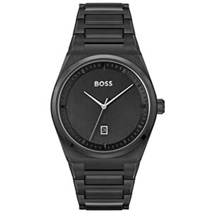 BOSS Analoge quartz horloge voor heren met zwarte roestvrijstalen armband - 1513994, Zwart, armband
