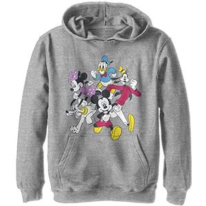 Disney Characters Mickey and Friends Boy's Hooded Pullover Fleece, Athletic Heather, Small, Athletic Heather, S