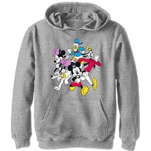 Disney Characters Mickey and Friends Boy's Hooded Pullover Fleece, Athletic Heather, Small, Athletic Heather, S