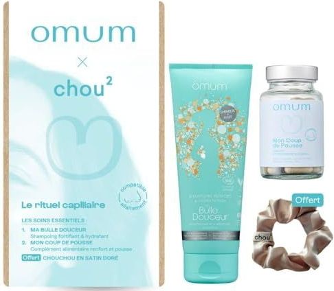 OMUM - Omum & Chou² - Haarverzorgingsset - 1 Versterkende en Hydraterende Shampoo Ma Bubble Douceur + 1 Mon Coup de Pousse Aanvulling + 1 Klein Cadeau - Veganistisch