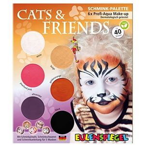 Eulenspiegel 207055 - Make-up palet Cats & Friends, instructies voor 5 dierenmaskers, schmink voor kinderen, carnavalsschmink