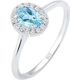 Elli DIAMONDS Ring Dames Verlovingsring Topaas met Diamant (0.08 ct.) in 925 Sterling Zilver