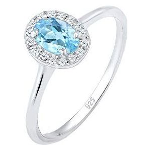 Elli DIAMONDS Ring Dames Verlovingsring Topaas met Diamant (0.08 ct.) in 925 Sterling Zilver