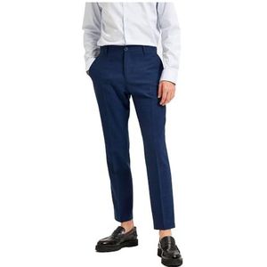 Broek - Slanke Pasvorm - Blauw - 54% Polyester 24% Wol 20% Linnen 2% Elastaan