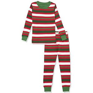 Hatley Organic Cotton Pijama met lange mouwen, bedrukte pyjama-set voor meisjes, Candy Cane Stripes, 8 Jaren