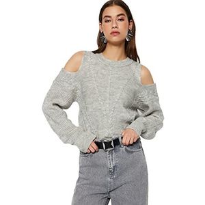 Trendyol FeMan Regular fit Basic Crew Neck Knitwear Trui, Grijs, M, Grijs, M