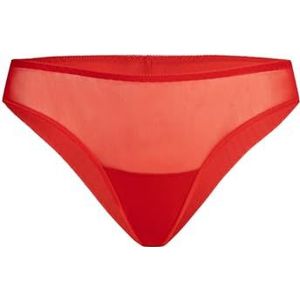 Teyli Ondergoed voor dames met naadloze afsluiting - slips damesondergoed - damesondergoed panty's dames slips van transparant mesh, rood, XXL Grote maten