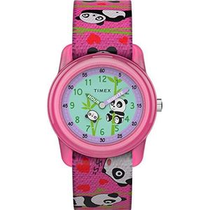 Timex Unisex analoog kwarts horloge met stoffen armband, Roze Panda, Riem