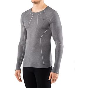 FALKE Heren Top van onderlaag Wool Tech. Regular Fit M L/S SH Merino Thermo Ondergoed Sneldrogend Warm 1 Stuk, Grijs (Grey-Heather 3757), XXL