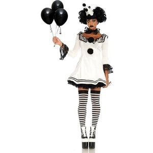 Leg Avenue Pierrot Clownkostuum, wit, zwart, maat: Small (EUR 36/38)