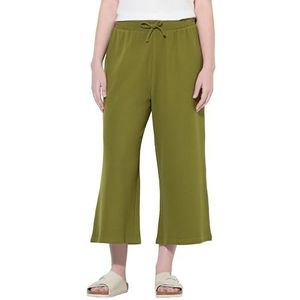 Ulla Popken Dames Jersey Culotte, in Waffle Pique Casual Pants, bladgroen, 32W / 32L