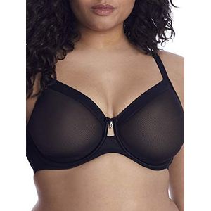 Curvy Couture Women’s Sexy Sheer Mesh Plus Size Full Coverage Bra, Black Hue, 42DDD