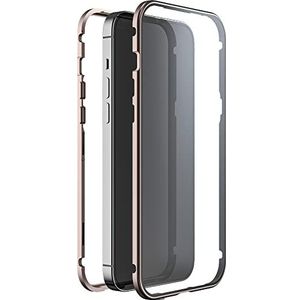 WHITE DIAMONDS - Hoes 360 graden glas case geschikt voor Apple iPhone 14 Plus I telefoonhoes, transparant, magnetische sluiting cover (transparant met gouden frame)