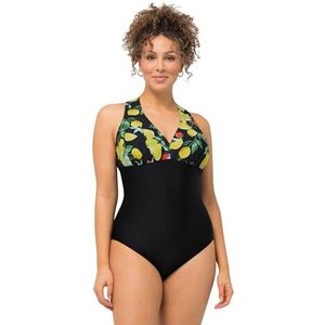 Ulla Popken, Dames, grote maten, badpak Laura, macramé, citroenbessen, zwart, 50