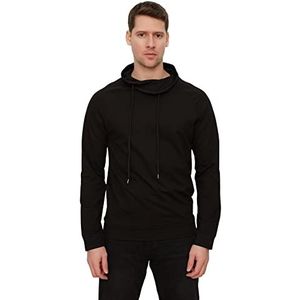 Trendyol Heren sjaalkraag effen regular sweatshirt, Zwart, L