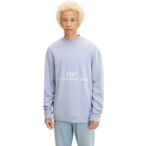 TOM TAILOR Denim Uomini Relaxed sweatshirt met print 1032769, 11486 - Brunnera Blue, XS