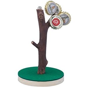 Relaxdays magnetische bierboom, drankspel & bierdopjes houder, H x Ø: 14 x 9 cm, bier cadeau, met 2 magneten, kleurrijk