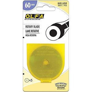 Olfa RB60-5 roterende mesvullingen, 60 mm 5/Pkg, grijs, 1 koffer