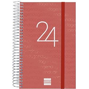 Finocam - Kalender 2024, spiraalbinding, 1 dag, januari 2024 - december 2024 (12 maanden), Spaans rood
